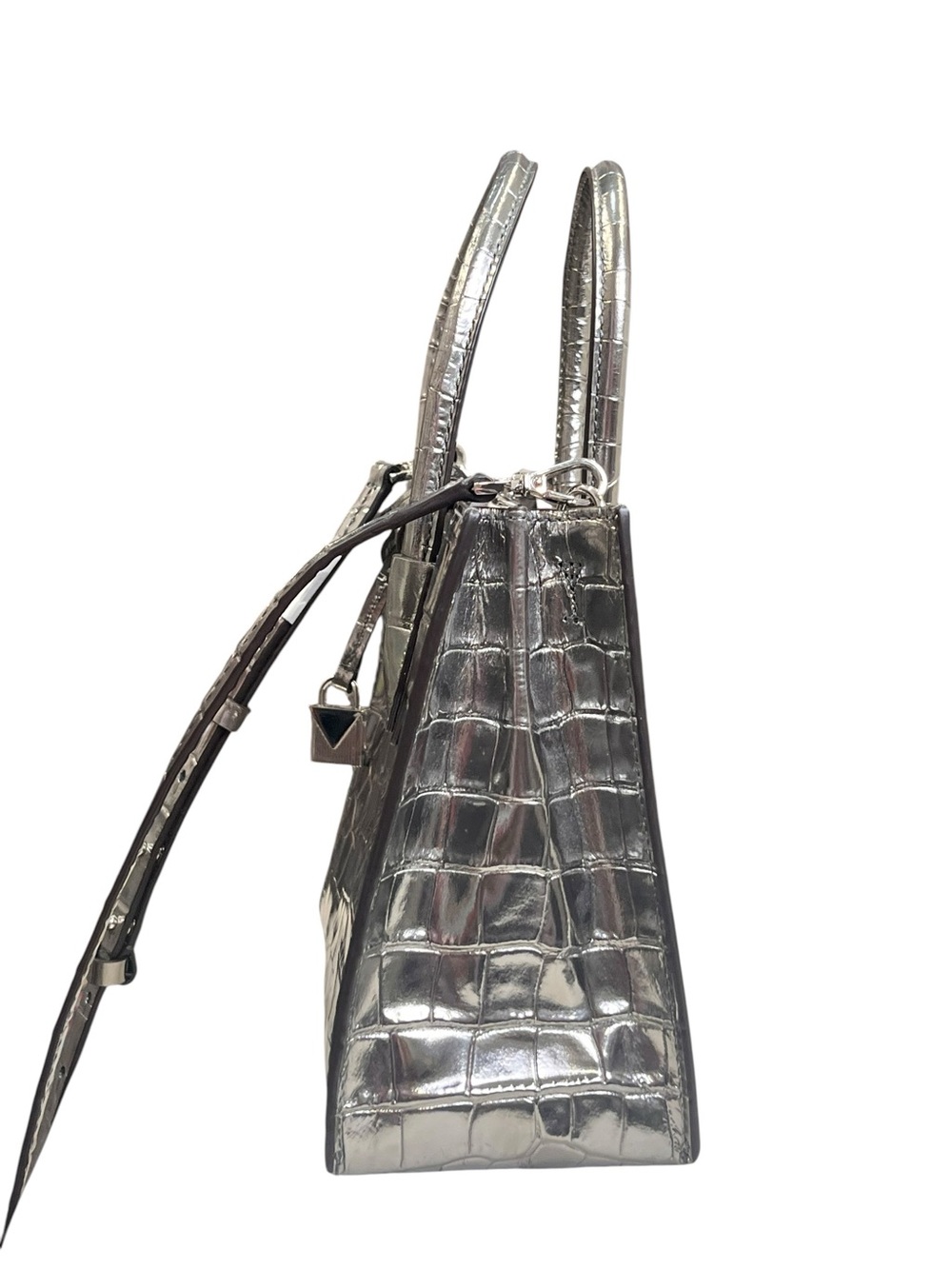 Michael Kors Mercer Gunmetal Metallic Croc Embossed Leather Crossbody Bag NWOT - Picture 7 of 14